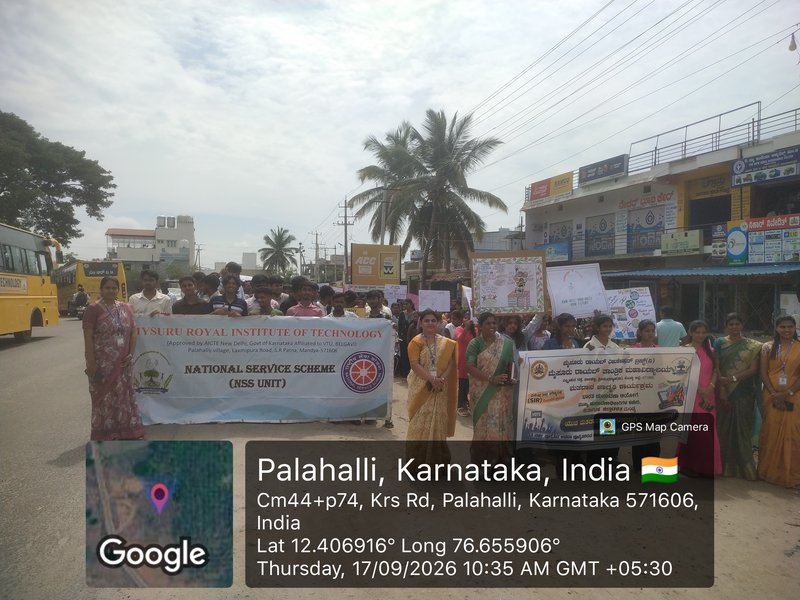 The photograph shows a Voter Awareness Programme conducted by students and staff in Palahalli, Karnataka, India.